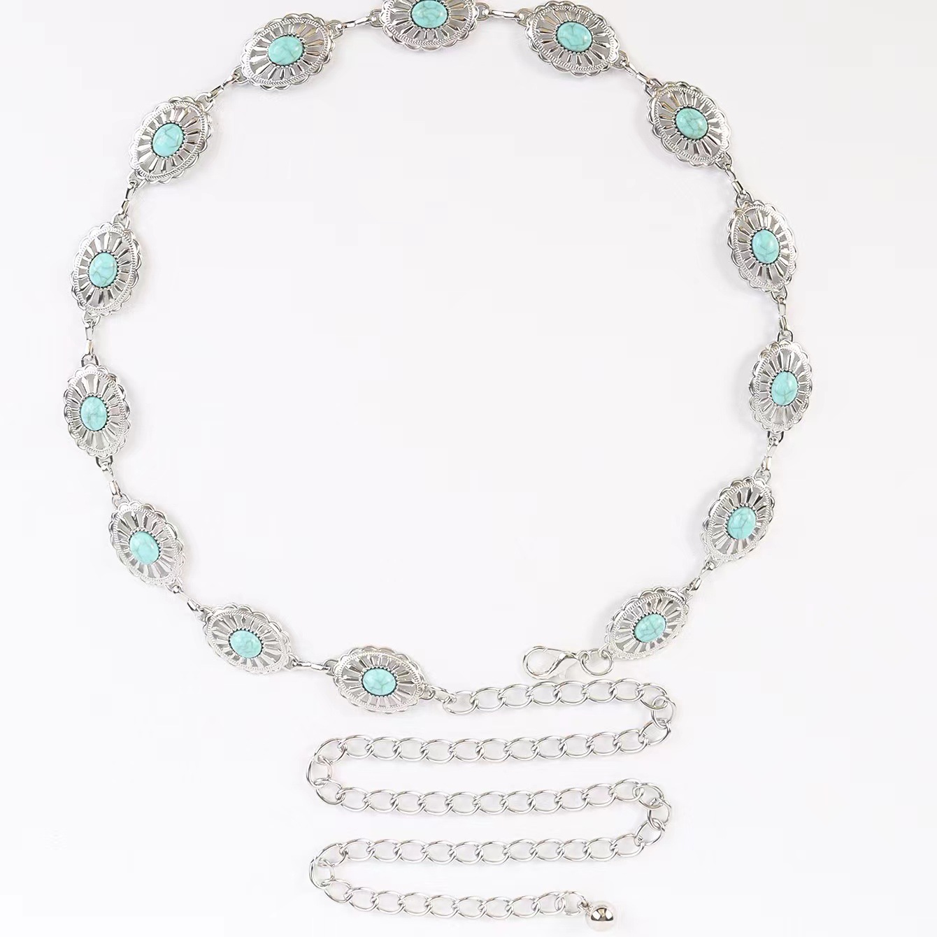 โบฮีเมียนโลหะท้องโซ่ปรับเงินซ้อนได้สําหรับผู้หญิงแต่งตัวกระโปรง - รูปที่ 3