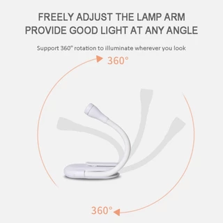 หลอดไฟอ่านหนังสือ LED แบบพกพาชาร์จผ่าน USB ป้องกันสายตา ไฟกลางคืนขนาดเล็ก 360° คลิปติดสำหรับอ่านหนังสือ เดินทาง ห้องนอน
