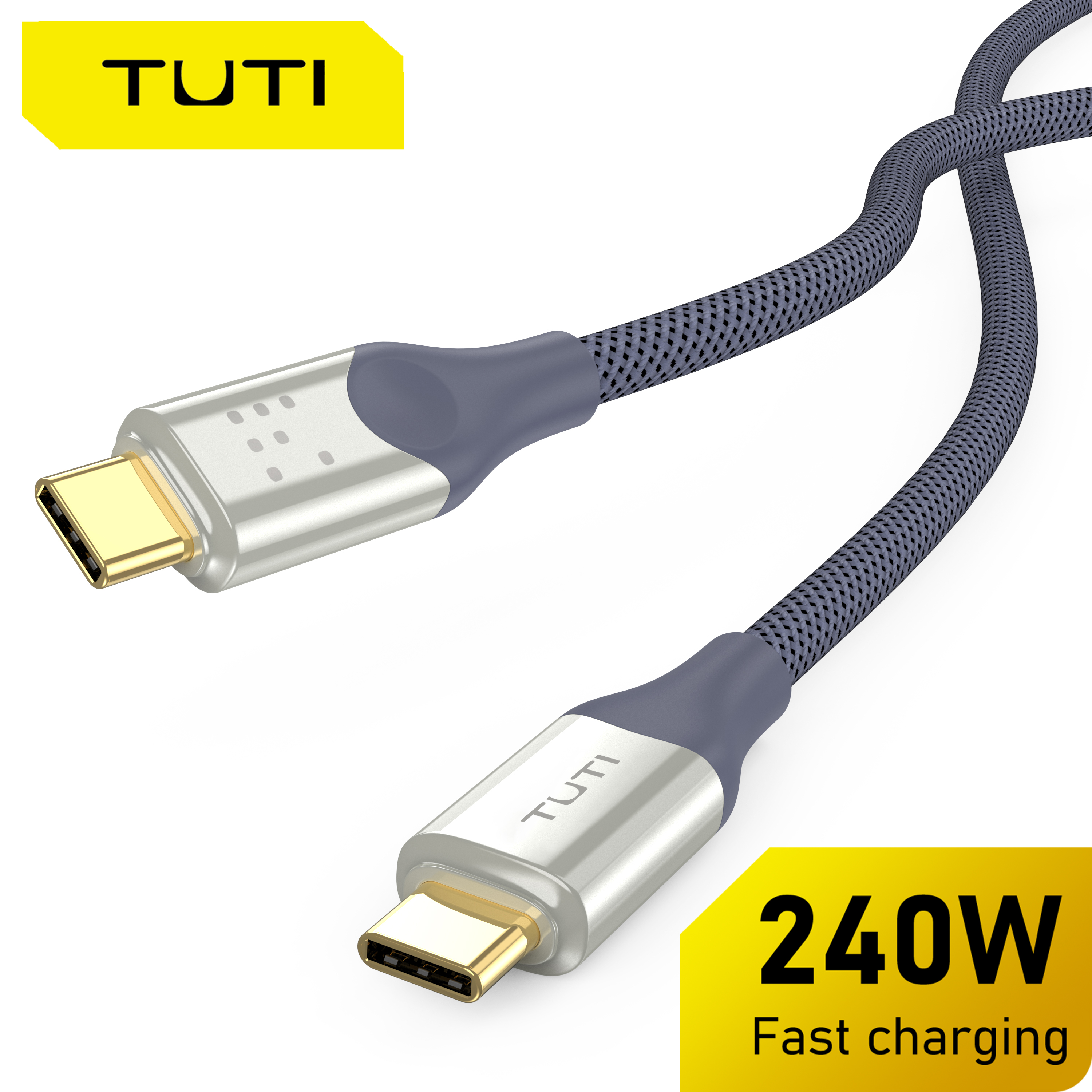สายชาร์จถัก USB C TUTI 2.0 240W ชาร์จเร็ว USBC to USBC สําหรับ iPhone 16/15 Pro Max Samsung S24/S23 
