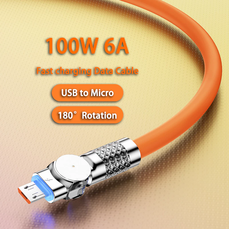 สายชาร์จ USB to Micro 100W หัวงอ 180° ชาร์จเร็ว thumbnail 4