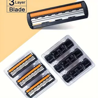 เครื่องโกนหนวดสําหรับเดินทาง 3 ชั้นสีเหลืองสําหรับผู้ชาย (แถบกันลื่นสําหรับการโกนที่ปลอดภัยเรียบ, สิ่งจําเป็น 10 ชิ้น