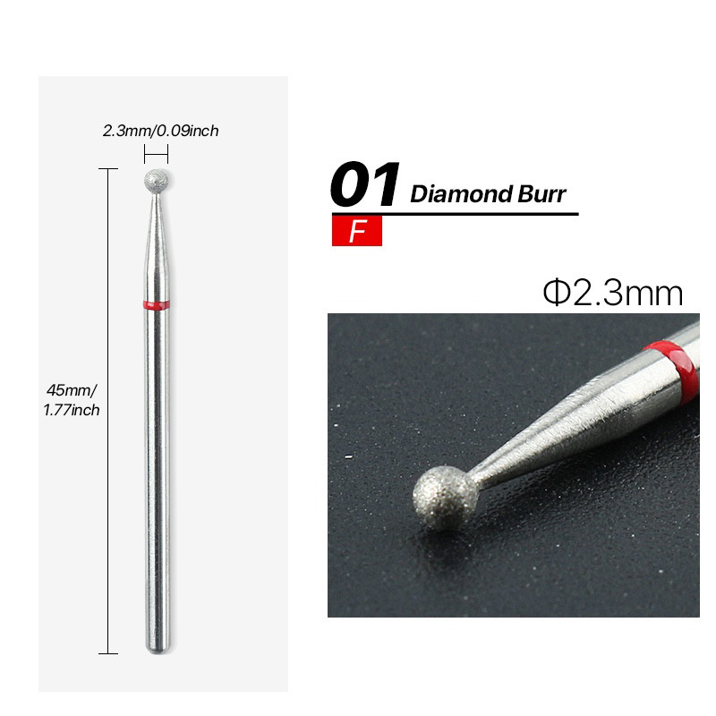 ดอกสว่านไฟฟ้าสำหรับทำเล็บ ขนาด 2.3/3/4 มม. แบบเพชรสีแดง เครื่องตัดมิลลิ่งสำหรับเครื่องมือดูแลหนังศอก - รูปที่ 4