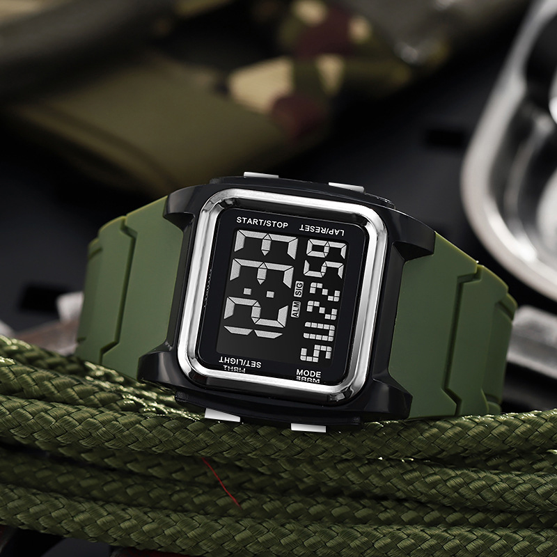 2ชิ้น ผู้ชายกันน้ําไฟ นํา นาฬิกาที่มีสายยางเรซิ่นกรณีของขวัญวันหยุด - รูปที่ 3