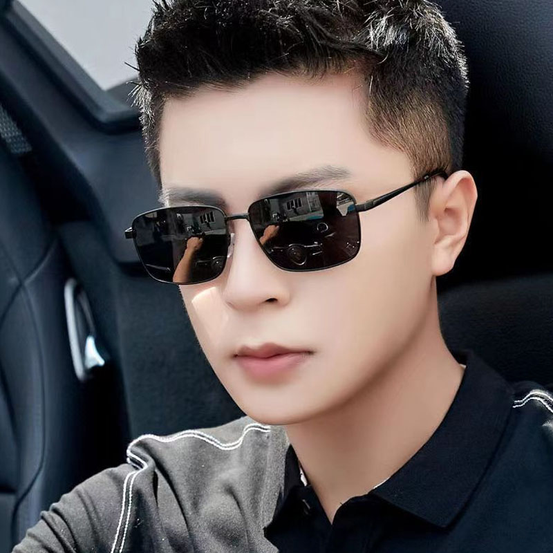 แว่นกันแดดผู้ชาย เลนส์โพลาไรซ์สําหรับตกปลา ป้องกันรังสีUV แว่นตาโลหะแข็งแรง