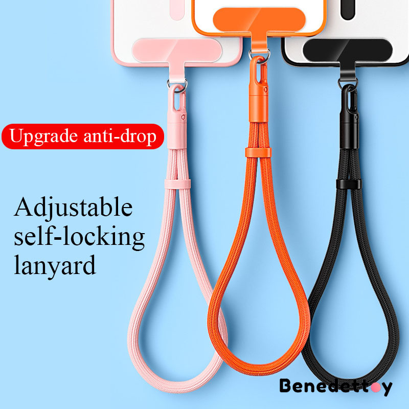 Anti Fall Sturdy สายรัดข้อมือสั้นโพลีเอสเตอร์ Lanyard ปรับเชือกเส้นเล็กโทรศัพท์-BEN