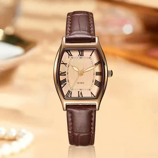 [ซื้อ 1 แถม 1 ฟรี] นาฬิกาผู้หญิงสไตล์ทันสมัย | สายหนังแทสีน้ำตาล Reloj แบบควอตซ์