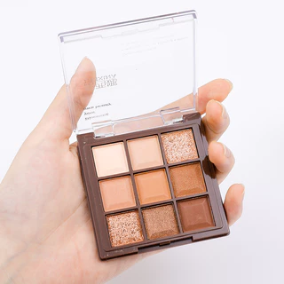9 สี Glitter Shimmer Eyeshadow Palette ราคาไม่แพงแต่งหน้า Fine Shimmer High Pigment กันน้ํา Earth Tone