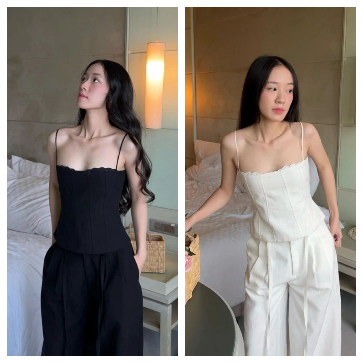 สไตล์ฝรั่งเศสลูกไม้ตัดสลิมฟิตยกทรงสตรีปาเก็ตตี้สายรัดด้านบนสวมใส่คนเดียวหรือชั้นฤดูใบไม้ผลิ/ฤดูร้อนท็อปส์พืชสําหรับผู้หญิงชุดฤดูร้อน
