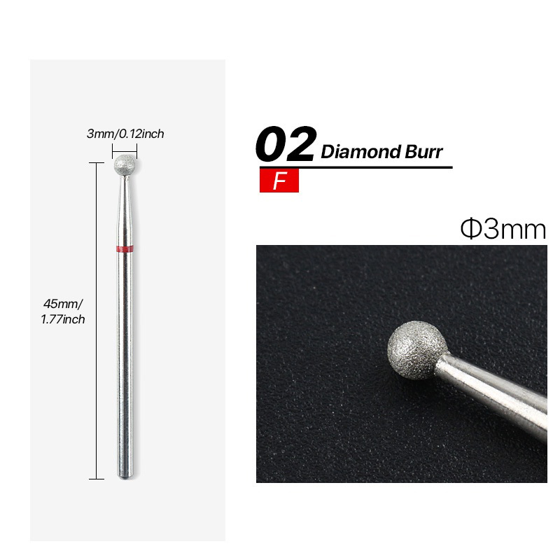 ดอกสว่านไฟฟ้าสำหรับทำเล็บ ขนาด 2.3/3/4 มม. แบบเพชรสีแดง เครื่องตัดมิลลิ่งสำหรับเครื่องมือดูแลหนังศอก - รูปที่ 6