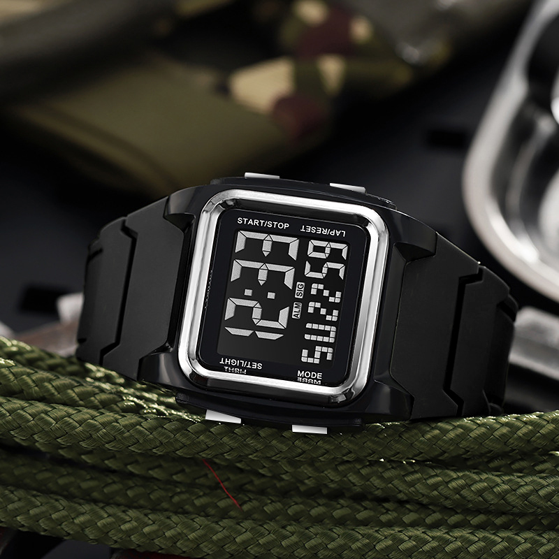 2ชิ้น ผู้ชายกันน้ําไฟ นํา นาฬิกาที่มีสายยางเรซิ่นกรณีของขวัญวันหยุด - รูปที่ 6