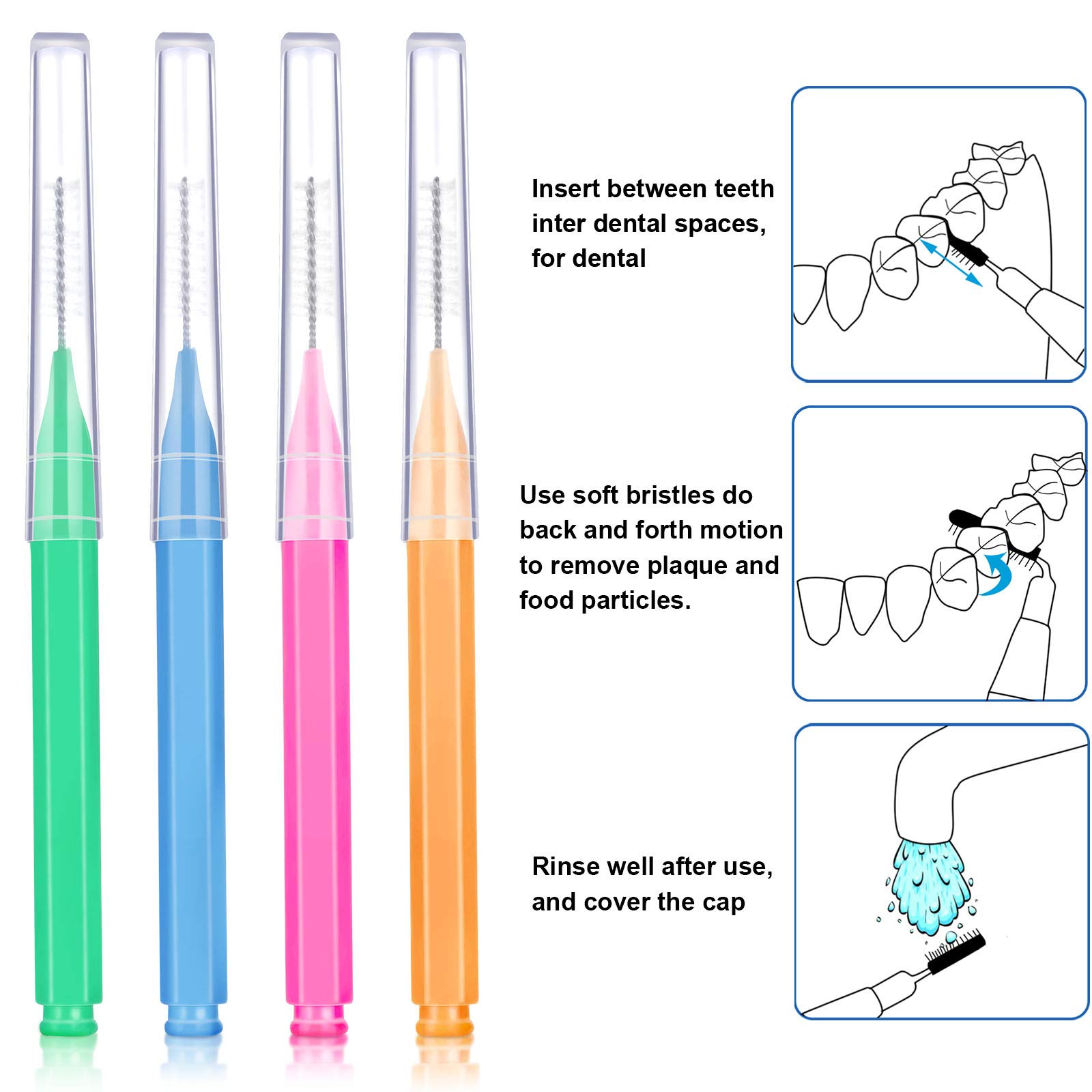 แปรงทำความสะอาดช่องฟันใหม่สำหรับผู้ใส่เหล็กดัดฟัน, ฟลอสฟัน 30/50/60 ชิ้น และไม้จิ้มฟันสำหรับการทำความสะอาดฟันอย่างมีประสิทธิภาพ - รูปที่ 2