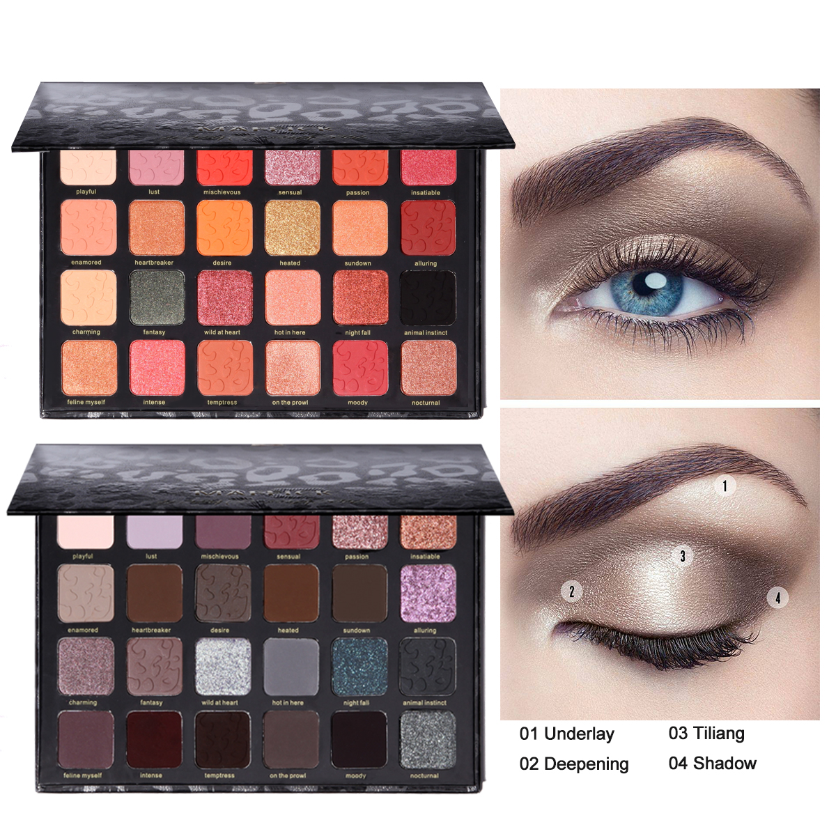 พาเลทอายแชโดว์ เนื้อแมตต์ สีเทาควัน 24 สี ใช้ง่าย ไม่บิน