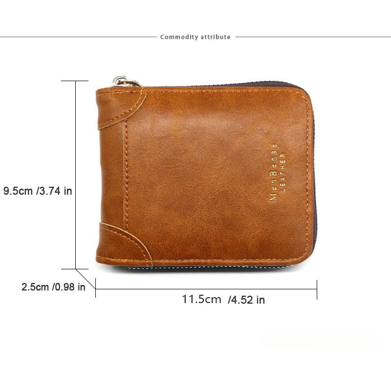 Cexika กระเป๋าสตางค์ ใบสั้น หนัง PU มีซิป พร้อมช่องใส่เหรียญ ใส่บัตร ของขวัญวันพ่อ แฟชั่นสําหรับผู้ชาย
