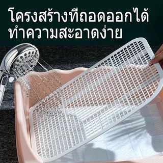 ถาดรองฉี่สุนัข สีชมพู พร้อมตะแกรง ถอดล้างง่าย ใช้กับแผ่นรองฉี่ ซึมซับดี ทำความสะอาดสะดวก