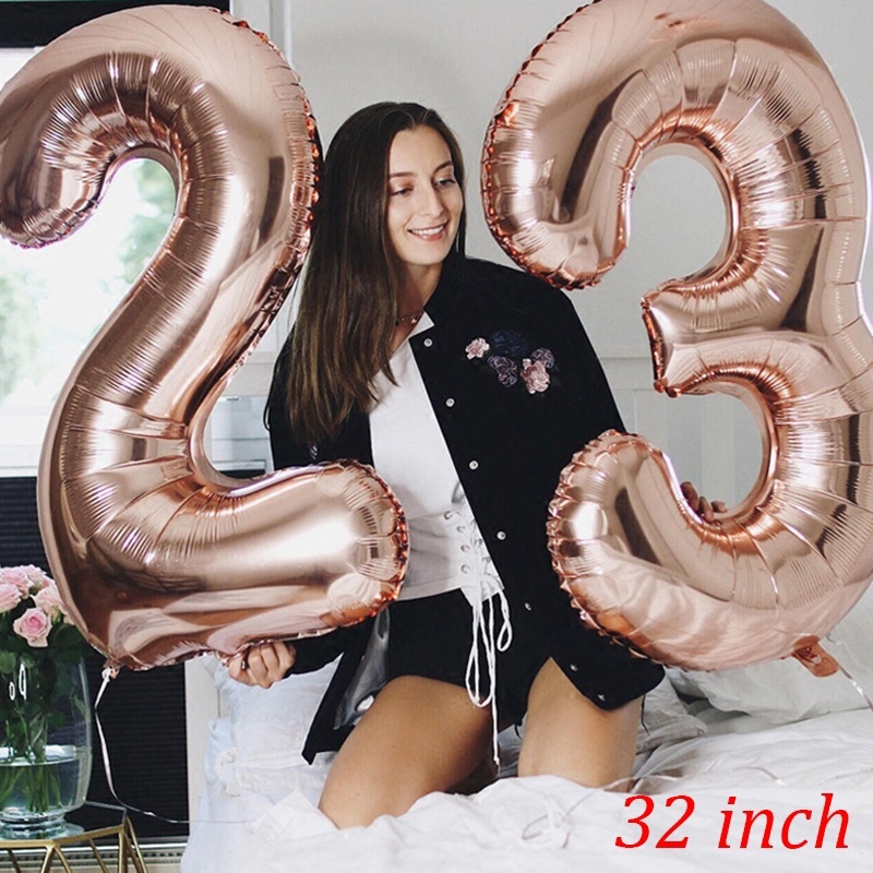ลูกโป่งฟิล์มอลูมิเนียม รูปตัวเลข 0-9 สีโรสโกลด์ ขนาดใหญ่ 32 นิ้ว สําหรับตกแต่งบ้าน ปาร์ตี้วันเกิด ปีใหม่