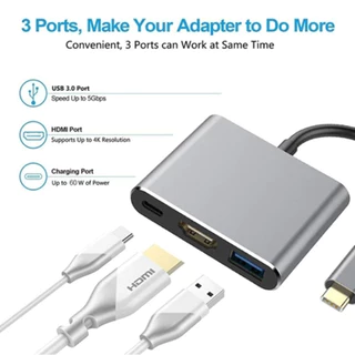 ฮับ Usb-c 3-in-1 แบบ Type C Otg อะแดปเตอร์ Hdmi 4k และ Pd ชาร์จเร็ว ตัวแปลง Usb หญิง