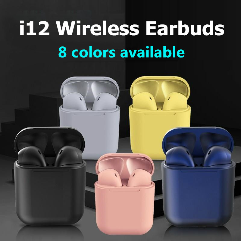 Tws i12 Matte Finish ไร้สาย V5.3 หูฟังหูฟัง Inpods 12 Touch Control ชุดหูฟังสเตอริโอเบสหูฟังสําหรับโทรศัพท์สมาร์ท Macaron หลายสีหูฟัง