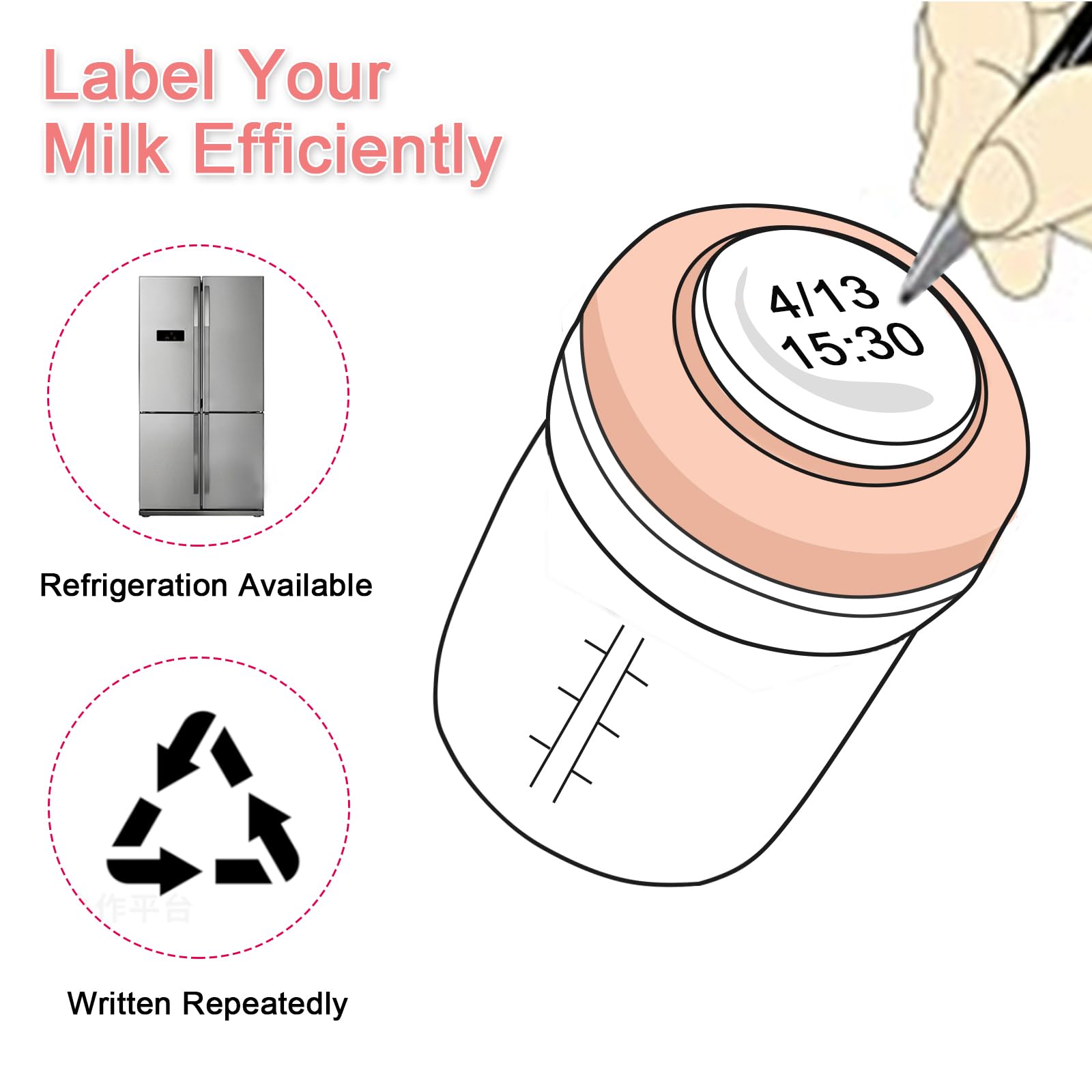 COMI ขวดเก็บน้ํานมแม่แก้วคอกว้าง 2 ชิ้น 6 ออนซ์พร้อมแหวนสกรูซีล BPA ฟรีวันเกิด - รูปที่ 6