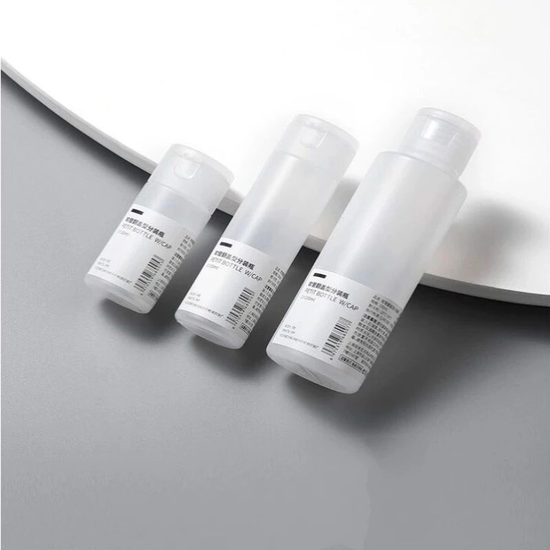 ขวดรีฟิลพลาสติก ใส่ของเหลวสำหรับพกพา ฝาเปิด-ปิด สีขาวขุ่น มีให้เลือกหลายขนาด
