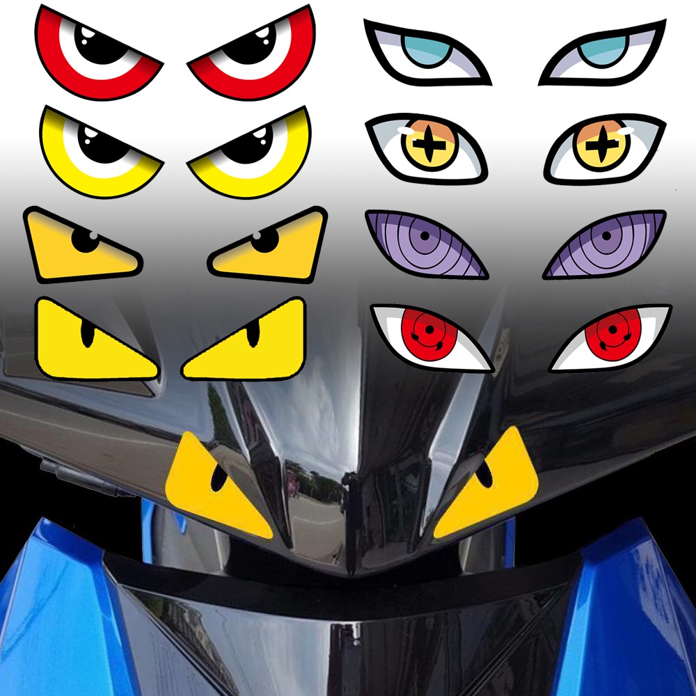 สติ๊กเกอร์ตาโป๊ะแมนต์ Reflective Demon Eyes 1 คู่ สติกเกอร์กันน้ำ ติดรถจักรยานยนต์ ตกแต่งสไตล์มอเตอร์ไซค์