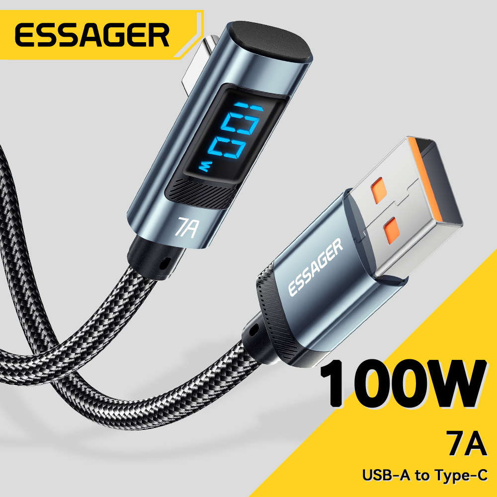 สายType-C มุมฉาก Essager 7A, สาย มุมฉาก PD 100W ชาร์จเร็ว และสายชาร์จ