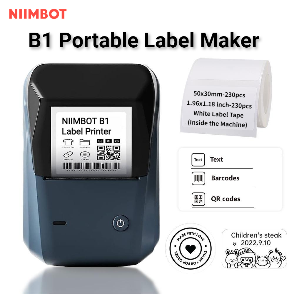 ซื้อ Niimbot B1 เครื่องทําฉลาก พร้อมระบุอัตโนมัติ บลูทูธ 2 นิ้ว แบบพกพา ใช้งานง่าย สําหรับบ้าน ออฟฟิศ ธุรกิจ (พร้อมฉลาก 50x30 มม.)