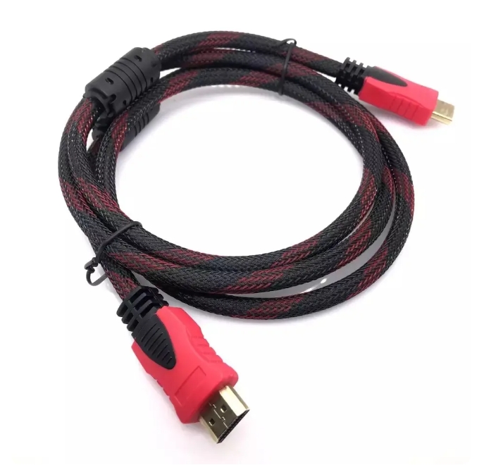 Mengqing สาย HDMI ความเร็วสูง 1.36 เมตร ทีวีความละเอียดสูง ถักสีดําและสีแดง ใช้ได้กับสาย HDMI 1.4V จอคอมพิวเตอร์ข้อมูลทีวีความเร็วสูง รองรับ LCD 3D 1080P