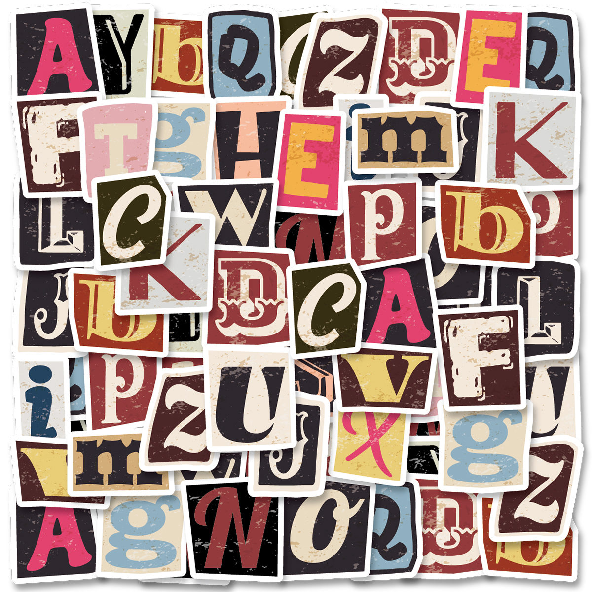 52 ชิ้น PVC Retro สีสันตัวอักษรภาษาอังกฤษนักเรียน DIY เครื่องเขียนสติกเกอร์ตกแต่งเหมาะสําหรับ Photo