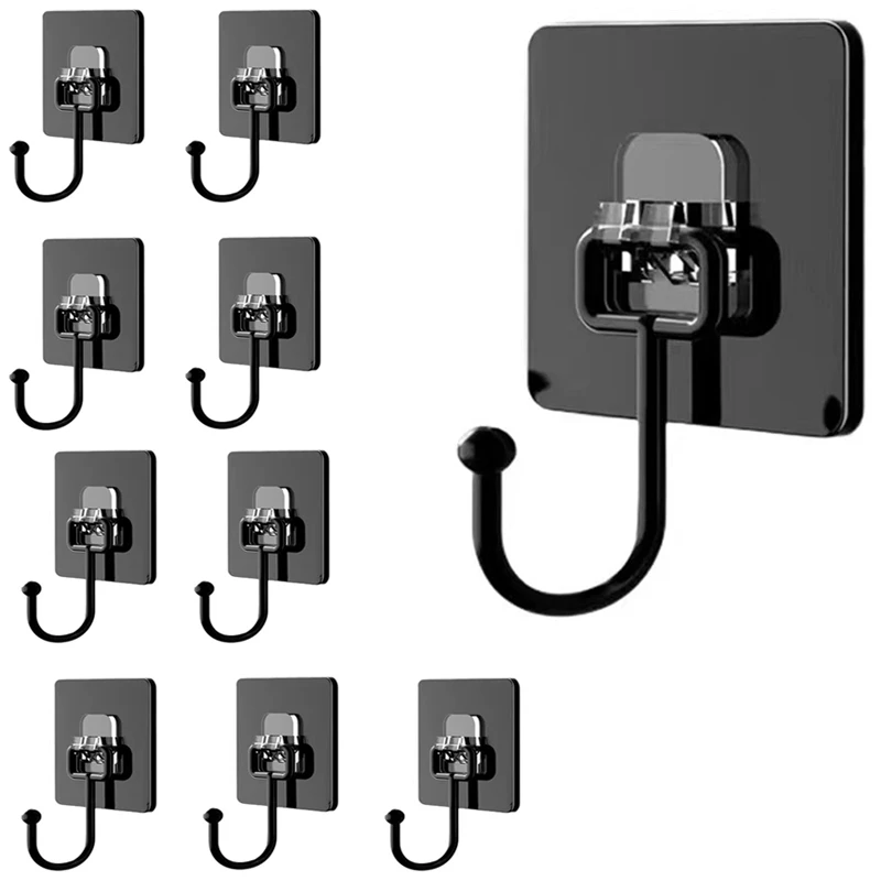 [มูลค่าสูงสุด] ชุดตะขอแขวนผนัง 10 ชิ้น LS1-0657-428 กาวเหนียว หมุนได้ 180 องศา