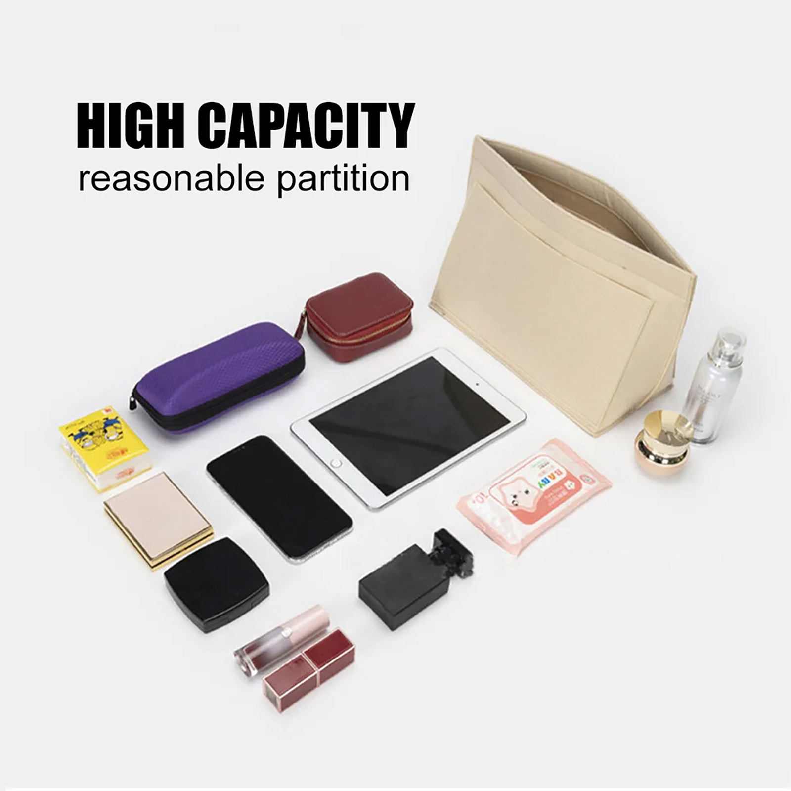 Make Up Organizer Felt Insert Bag เหมาะสําหรับ Longchamp Le Pliage กระเป๋าถือ Liner Bag Felt Cloth