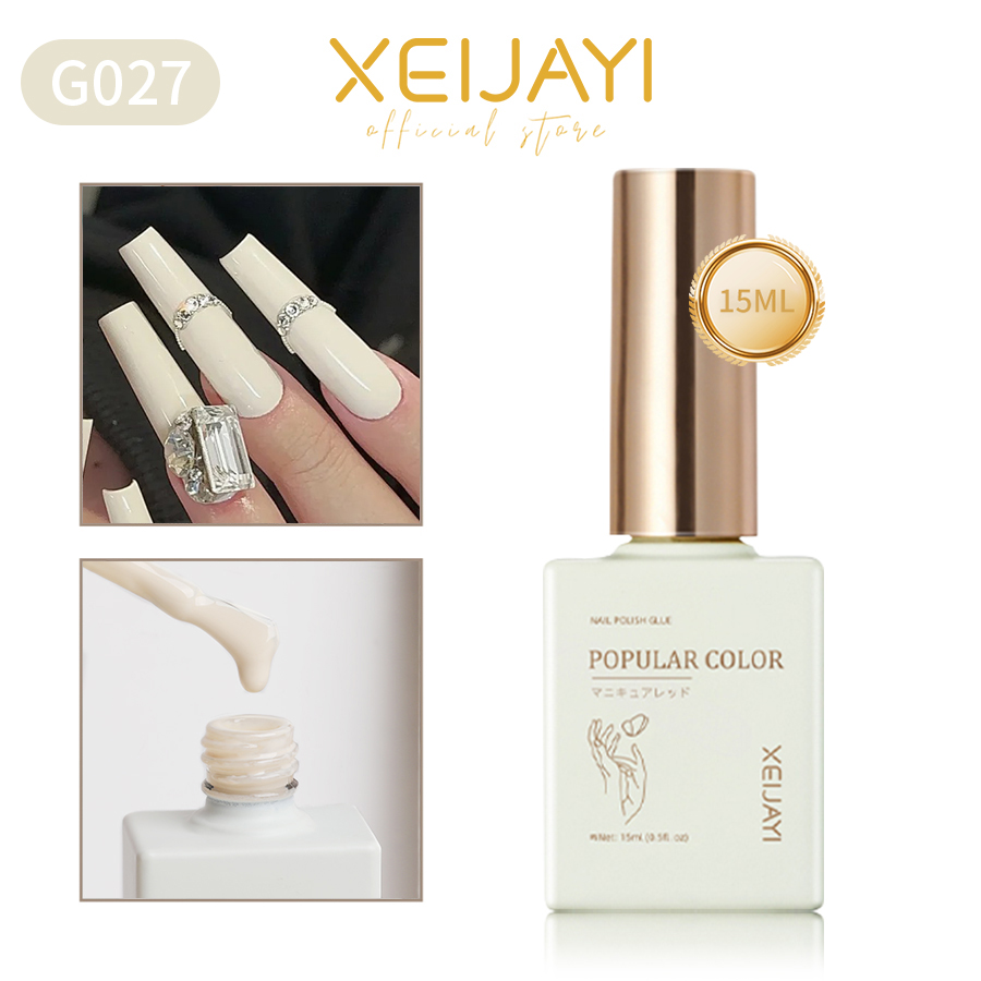 Xeijayi ยาทาเล็บเจล กลิตเตอร์ สีขาว 15 มล. สําหรับทุกฤดูกาล 1 ชิ้น
