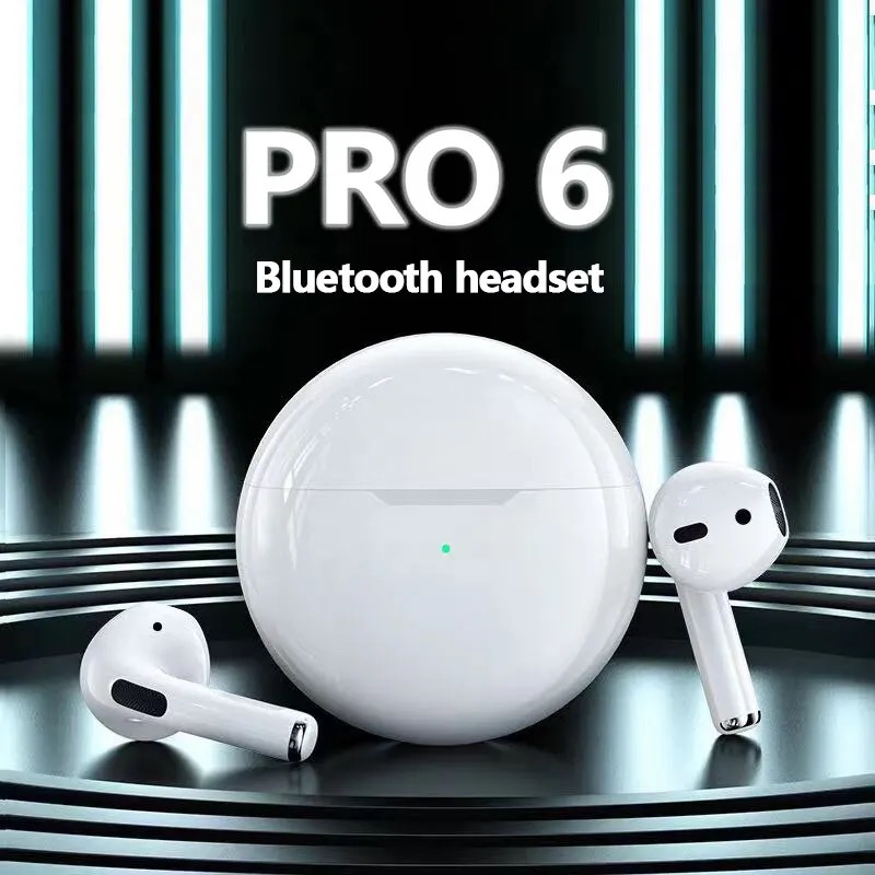 Original Pro 6 TWS ชุดหูฟังบลูทูธไร้สาย 5.3 หูฟังมินิหูฟังพร้อมกล่องชาร์จไมโครโฟนสําหรับหูฟัง Xiaomi Huawei