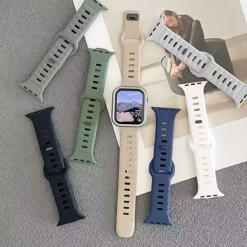 สายนาฬิกาข้อมือซิลิโคน ทรงสี่เหลี่ยม สําหรับ Apple Watch applewatch1-9 SE