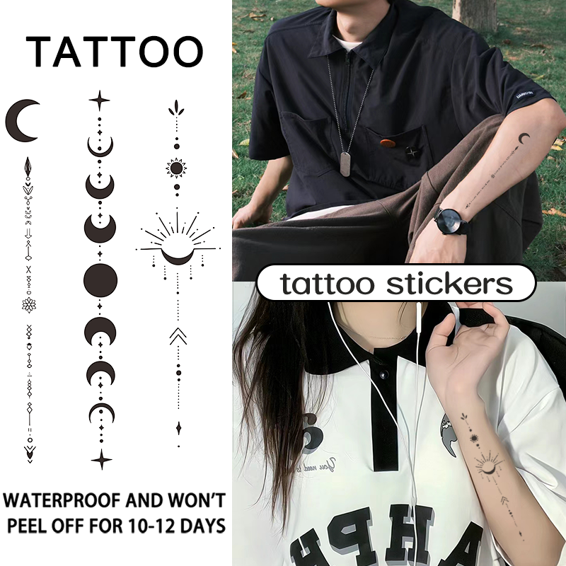 สติกเกอร์รอยสักชั่วคราว ลายดวงจันทร์เสี้ยว กันน้ํา ติดทนนาน สําหรับผู้ชาย และผู้หญิง