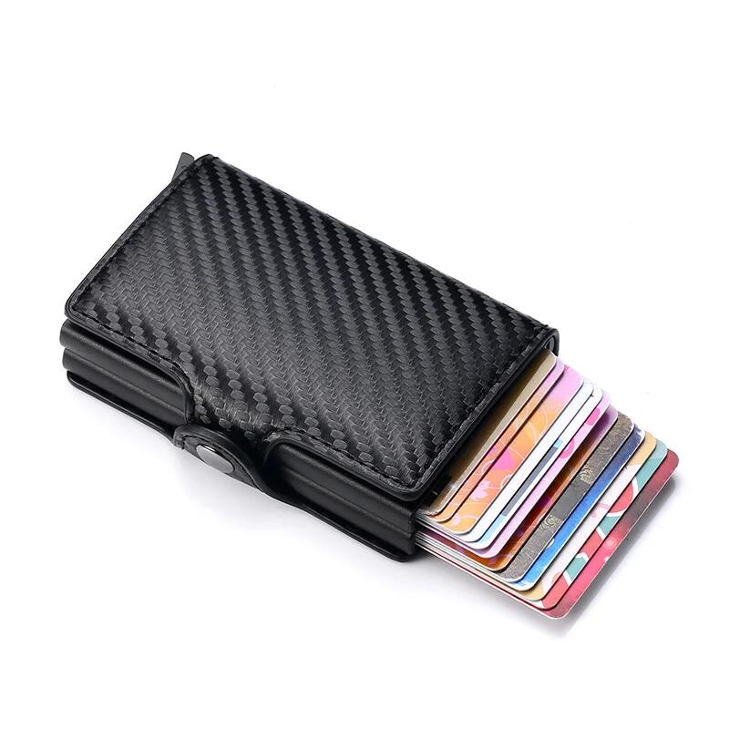กระเป๋าสตางค์ปิดกั้น RFID Trifold | ที่ใส่บัตรหนัง PU และอะลูมิเนียมคุณภาพสูงสําหรับผู้ชาย | กระเป๋าเงินมินิมอล