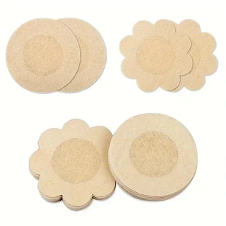 100 ชิ้นจุกนมสติกเกอร์ทิ้งผิวที่มองไม่เห็นไม่ทอแพทช์เต้านม Bra-less Pasties Pad ดอกไม้\Round