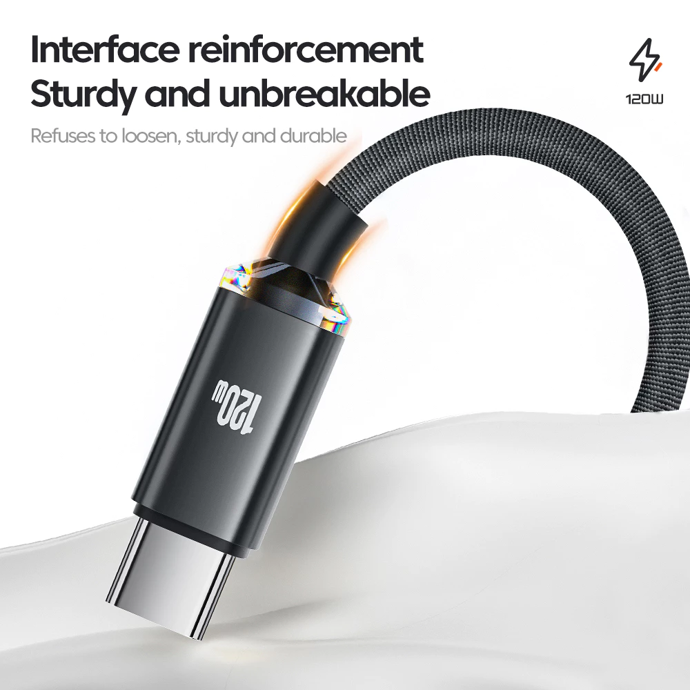 120W 6A สาย USB Type C สายชาร์จเร็วสําหรับสมาร์ทโฟนการส่งสัญญาณสายไฟชาร์จเร็ว thumbnail 4