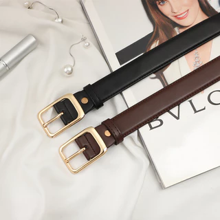 สตรีใหม่อินเทรนด์ Slim Gold Pin Buckle ทนทานเข็มขัด Chic อเนกประสงค์สําหรับกางเกงยีนส์สํานักงาน Casual