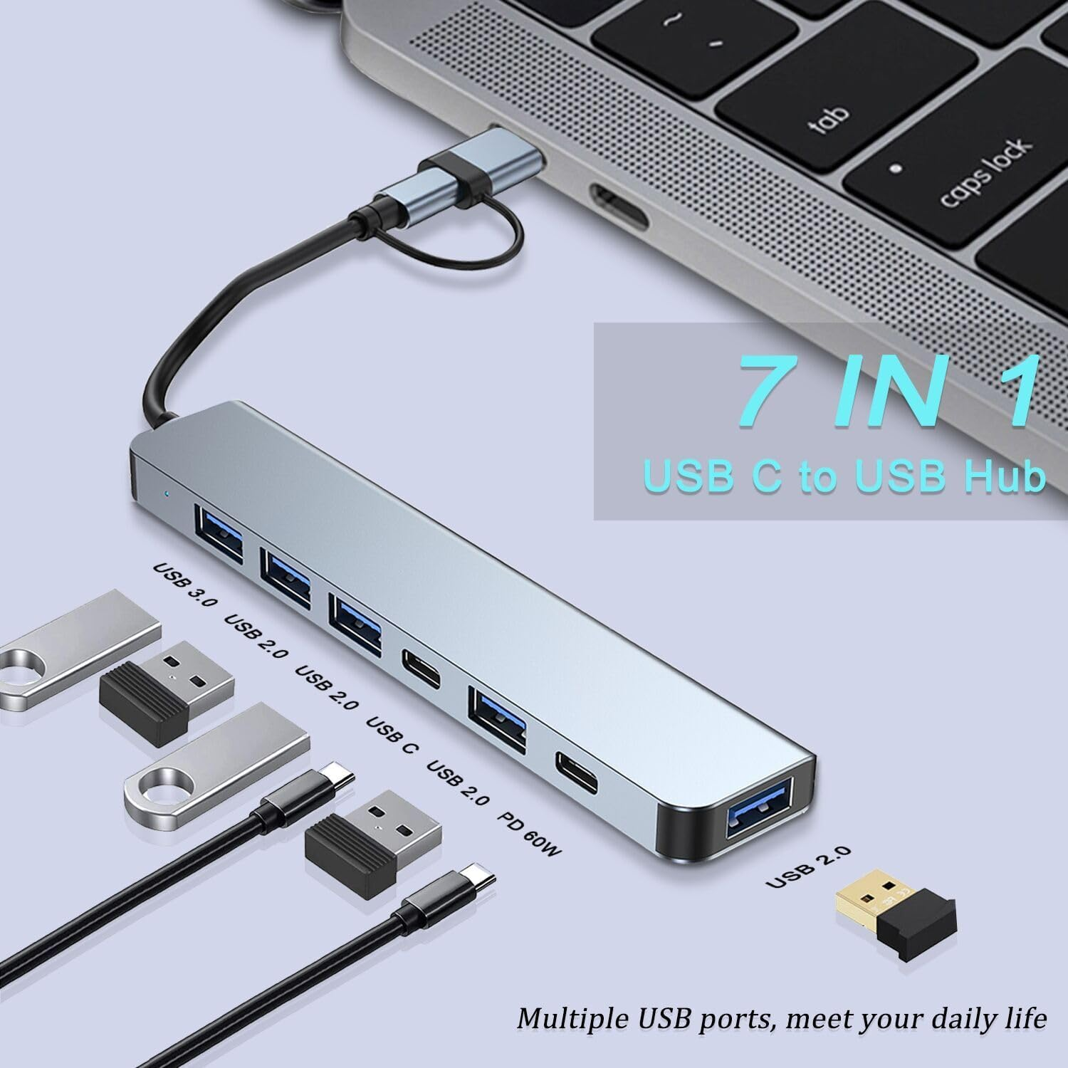 Type One สําหรับ Seven usb Extender ฮับความเร็วสูงฮับ 7 พอร์ต Multi-Function Docking Station Splitter Docking Station