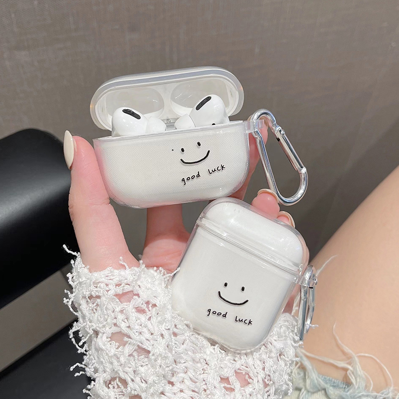 Lucky Smiley Face เหมาะสําหรับ AirPodsPro2 เคสป้องกัน 3rd Generation โปร่งใสหูฟัง Soft Case AirPods2 Simple pro ผู้ชายผู้หญิง 4th Generation Case [ไม่มีหูฟัง!]