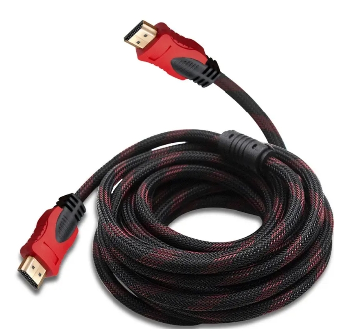 Mengqing สาย HDMI ความเร็วสูง 1.36 เมตร ทีวีความละเอียดสูง ถักสีดําและสีแดง ใช้ได้กับสาย HDMI 1.4V จอคอมพิวเตอร์ข้อมูลทีวีความเร็วสูง รองรับ LCD 3D 1080P