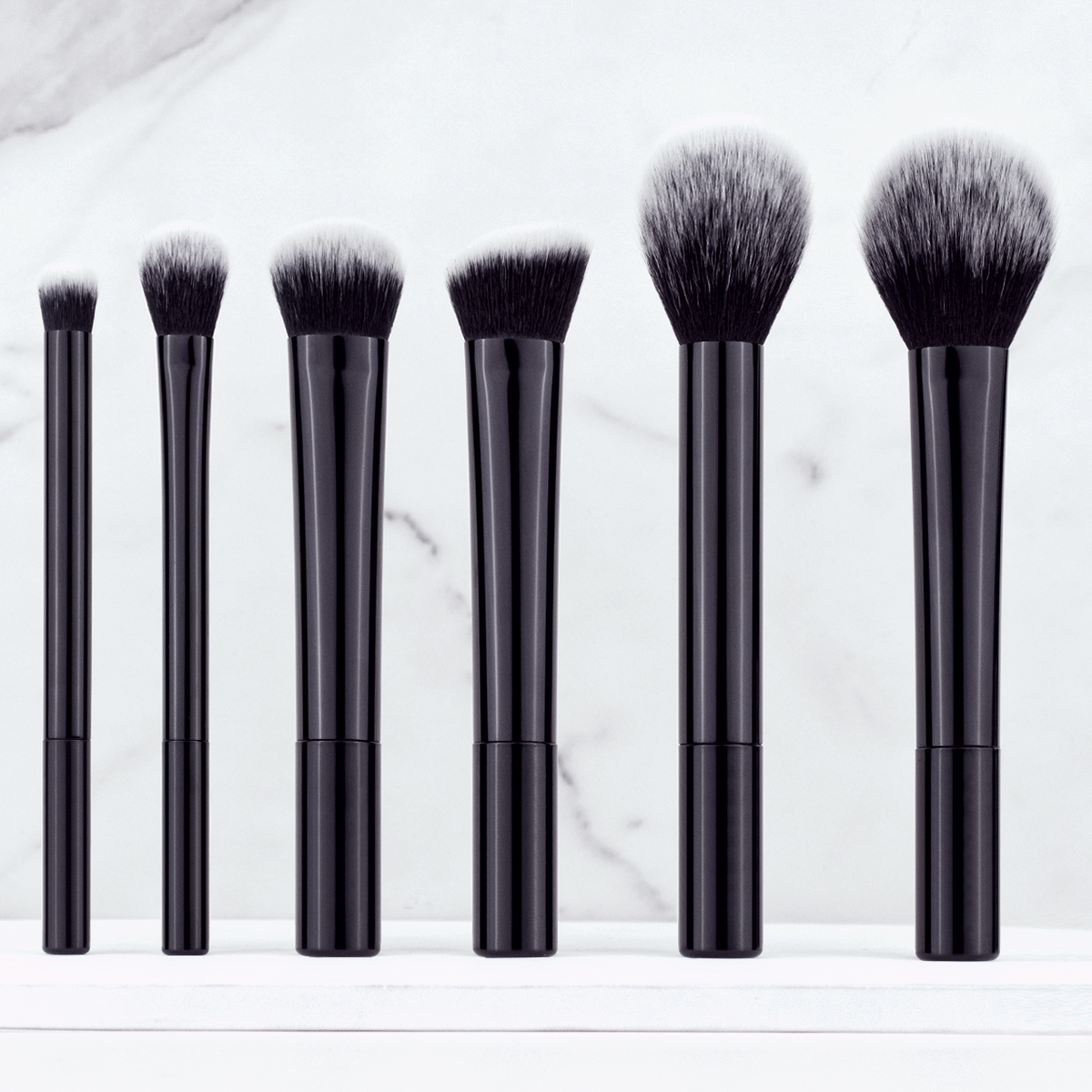 ชุดแปรงแต่งหน้ามืออาชีพ สีดํา สําหรับลงแป้ง รองพื้น อายแชโดว์ 6 ชิ้น