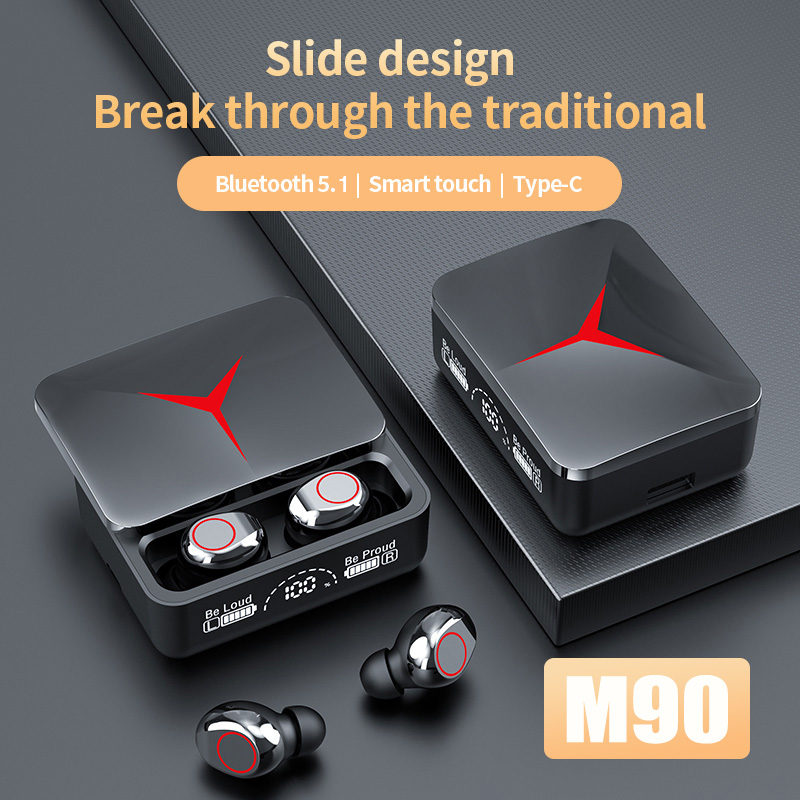 ใหม่ M90 TWS หูฟังบลูทูธไร้สาย 5.1 ควบคุมแบบสัมผัส พร้อมไมโครโฟน สําหรับเล่นเกม ฟังเพลง โทรศัพท์มือถือ