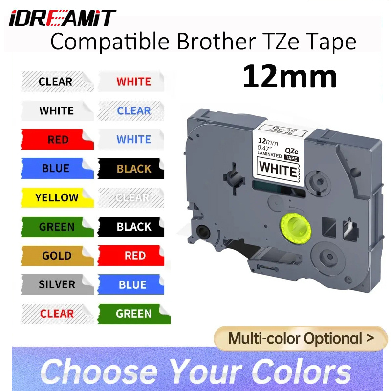 เทปฉลาก TZe231 12 มม. สําหรับ Brother TZe Tape Tze335 Tze631 Tze431 Brother Marker PTD450 PT-H110 1 ชิ้น