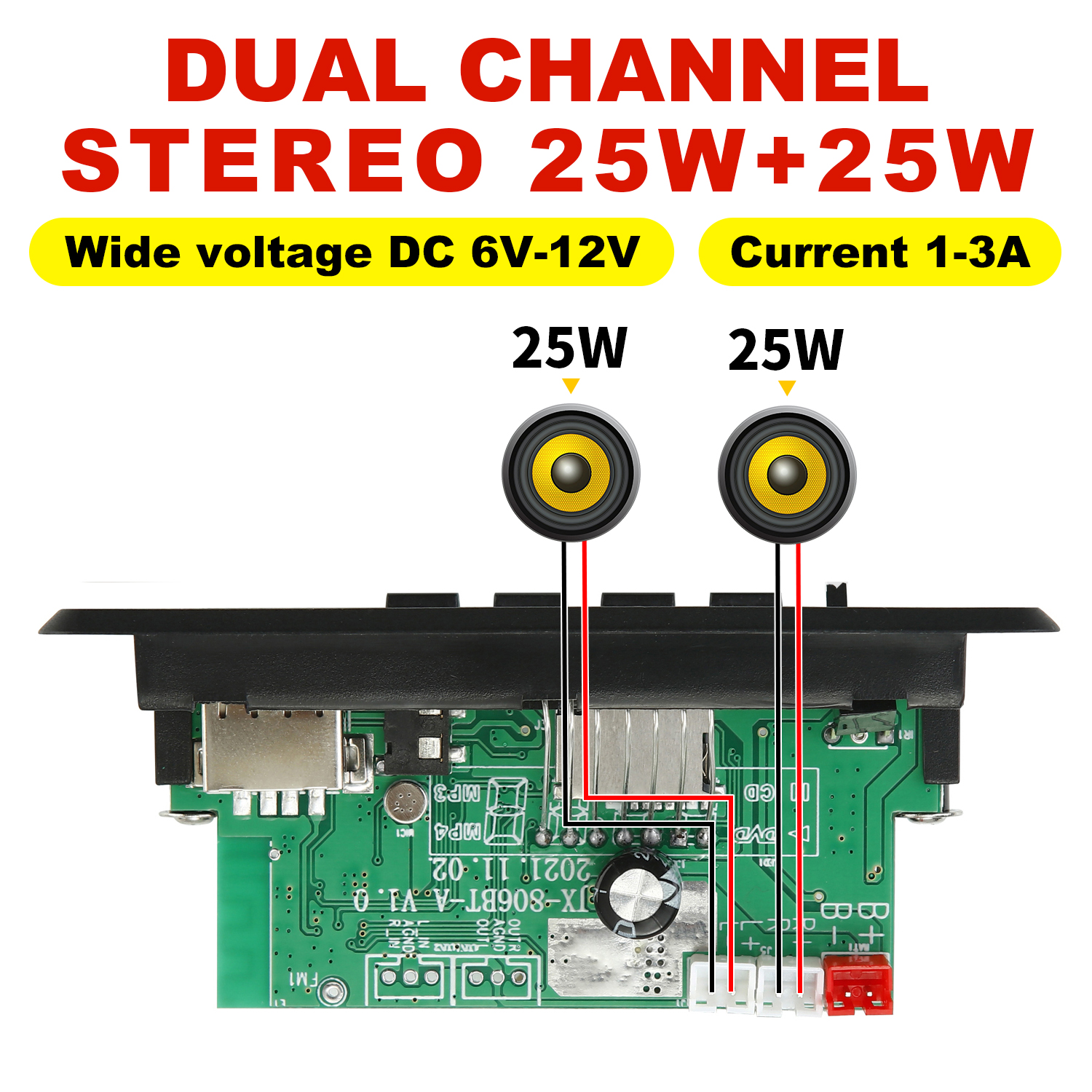 บอร์ดถอดรหัสเครื่องเล่น MP3 DC 12V 50W บลูทูธ 5.0 วิทยุ FM TF USB 3.5 มม. AUX โมดูลรับสัญญาณบลูทูธ สําหรับรถยนต์