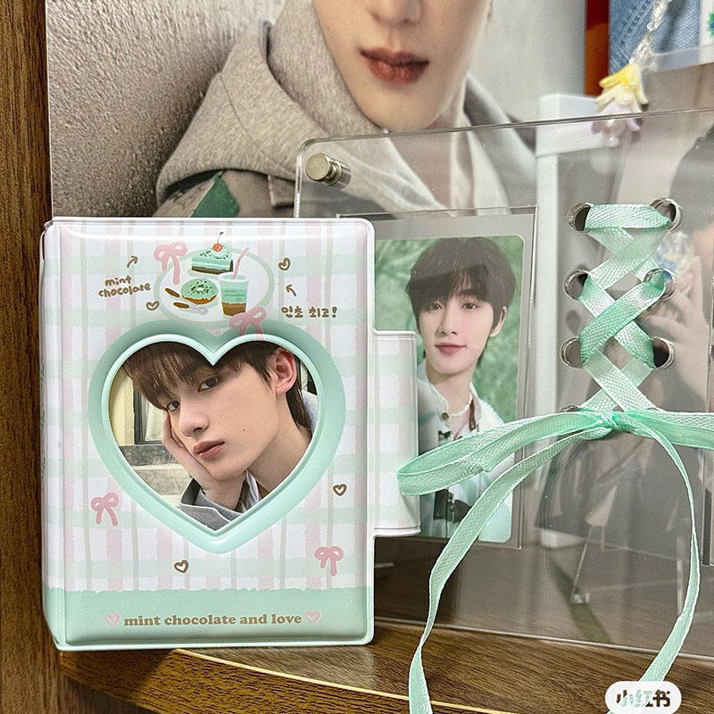 อัลบั้มรูปภาพ รูปหมีมิ้นท์ 32 ช่อง พร้อมหัวเข็มขัด 3 นิ้ว 9 แบบ สไตล์เกาหลี สําหรับเก็บสะสมการ์ดโลโม่