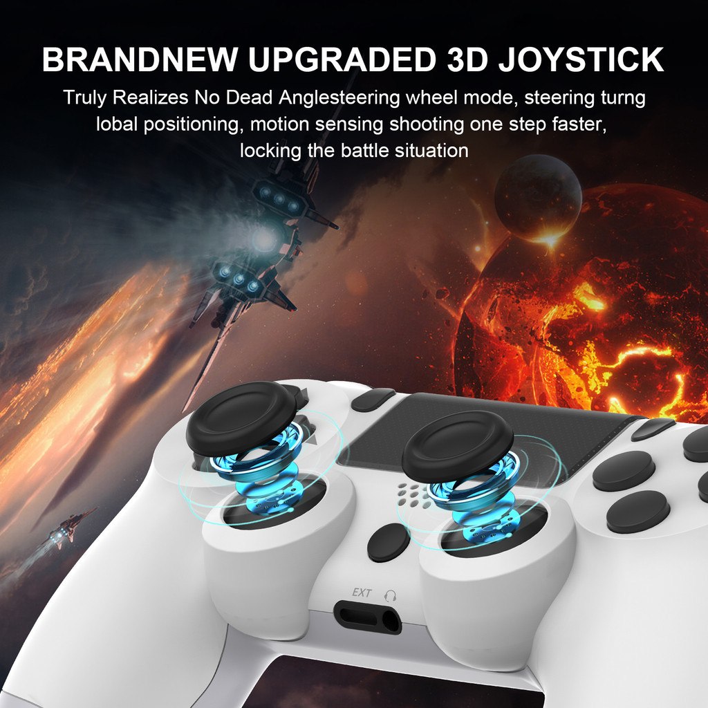 จอยสติ๊กควบคุมเกมไร้สายบลูทูธเข้ากันได้กับพีซี Android iOS แล็ปท็อป PS4 Gaming Pad