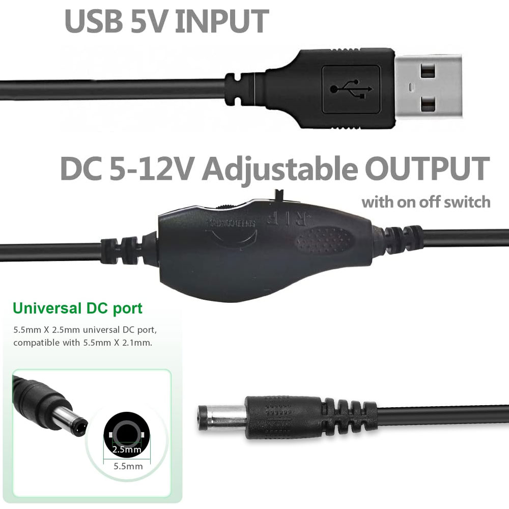 อะแดปเตอร์ควบคุมความเร็วพัดลม 12V USB 5V เป็น DC 12V ปรับได้ 5-12V