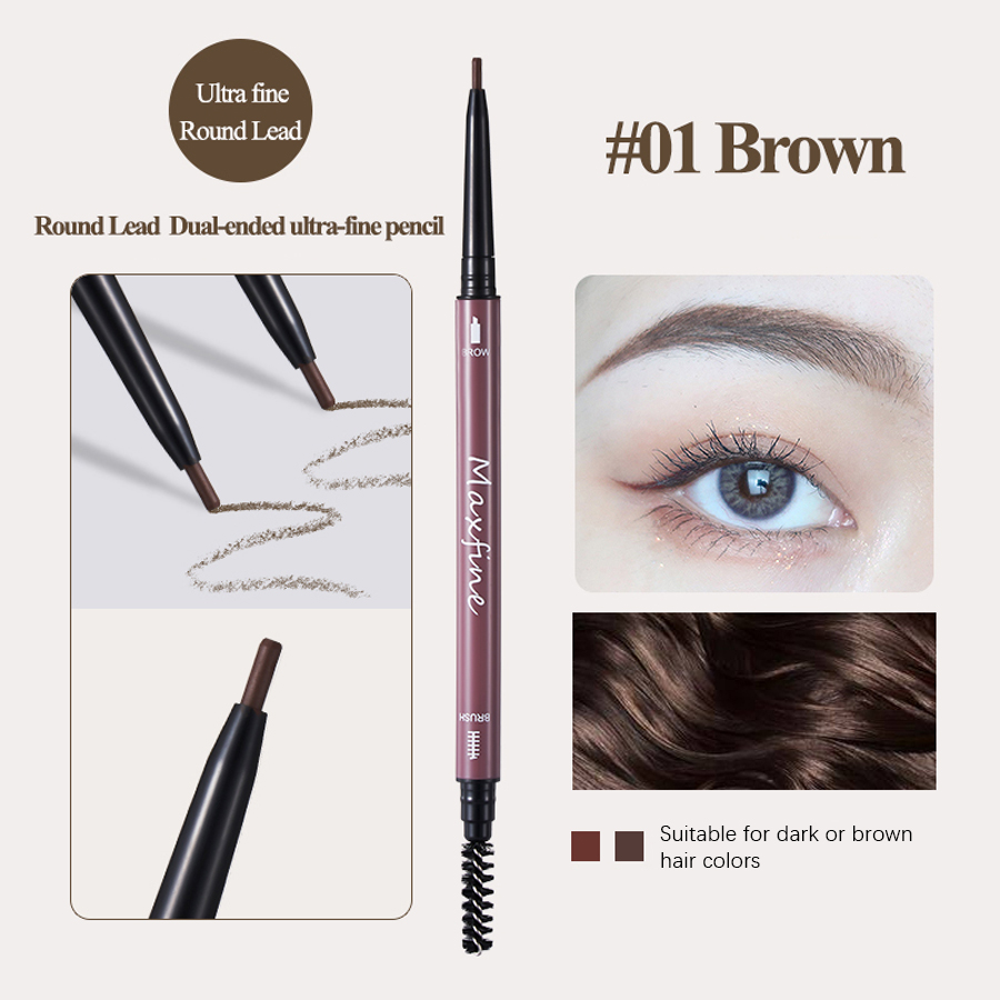 Maxfine 2-in-1 ดินสอเขียนคิ้ว กันน้ํา สองหัว ติดทนนาน ปากกาแต่งหน้า อัตโนมัติ พร้อมแปรง อายไลเนอร์ ปากกา