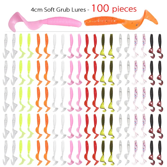 เหยื่อตกปลาซิลิโคน รูปหนอน แบบนิ่ม 40 มม. 0.4 กรัม 100 ชิ้น ต่อล็อต